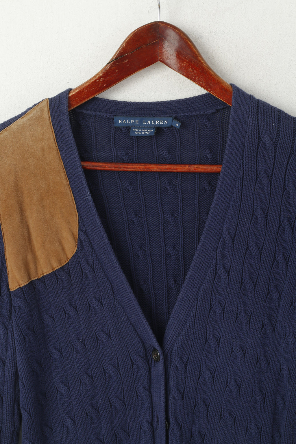 Ralph Lauren Femmes M Cardigan Marine Coton Ajusté Classique Pull