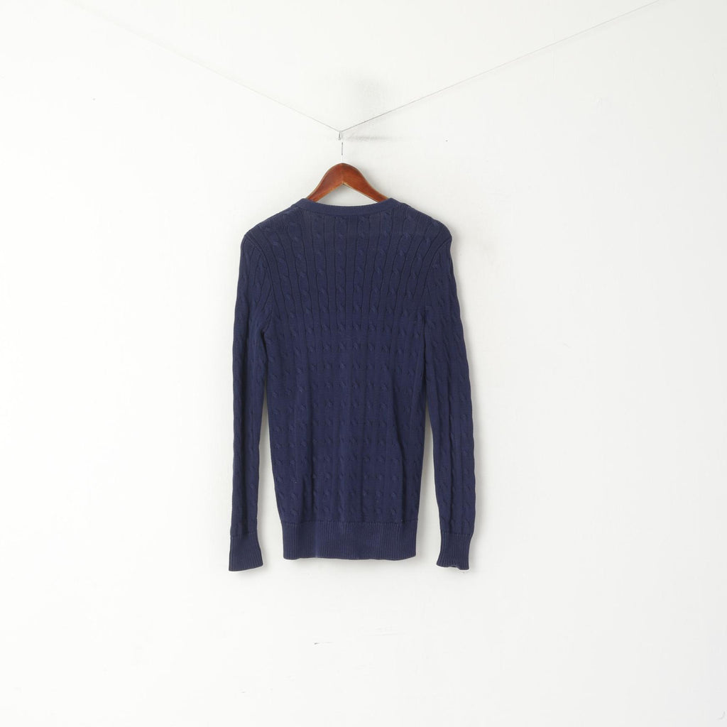 Ralph Lauren Femmes M Cardigan Marine Coton Ajusté Classique Pull