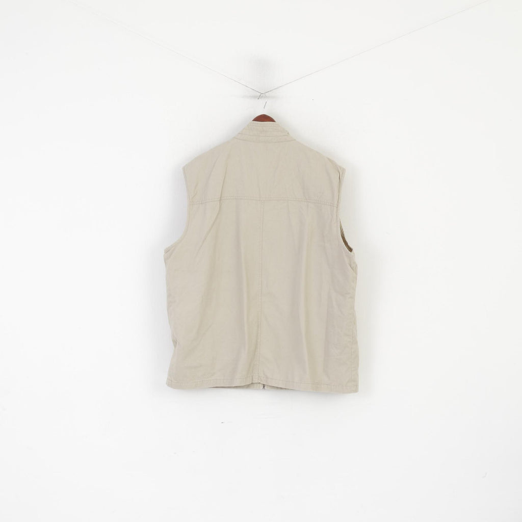 Norskin Men 60/62 XXXL Waistcoat Beige Cotton Fishing Hunting Outdoor Vest