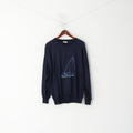 Greenwoods Active Men M Jumper Marine Acrylique Emroidered Crew Neck Sailing Sweater