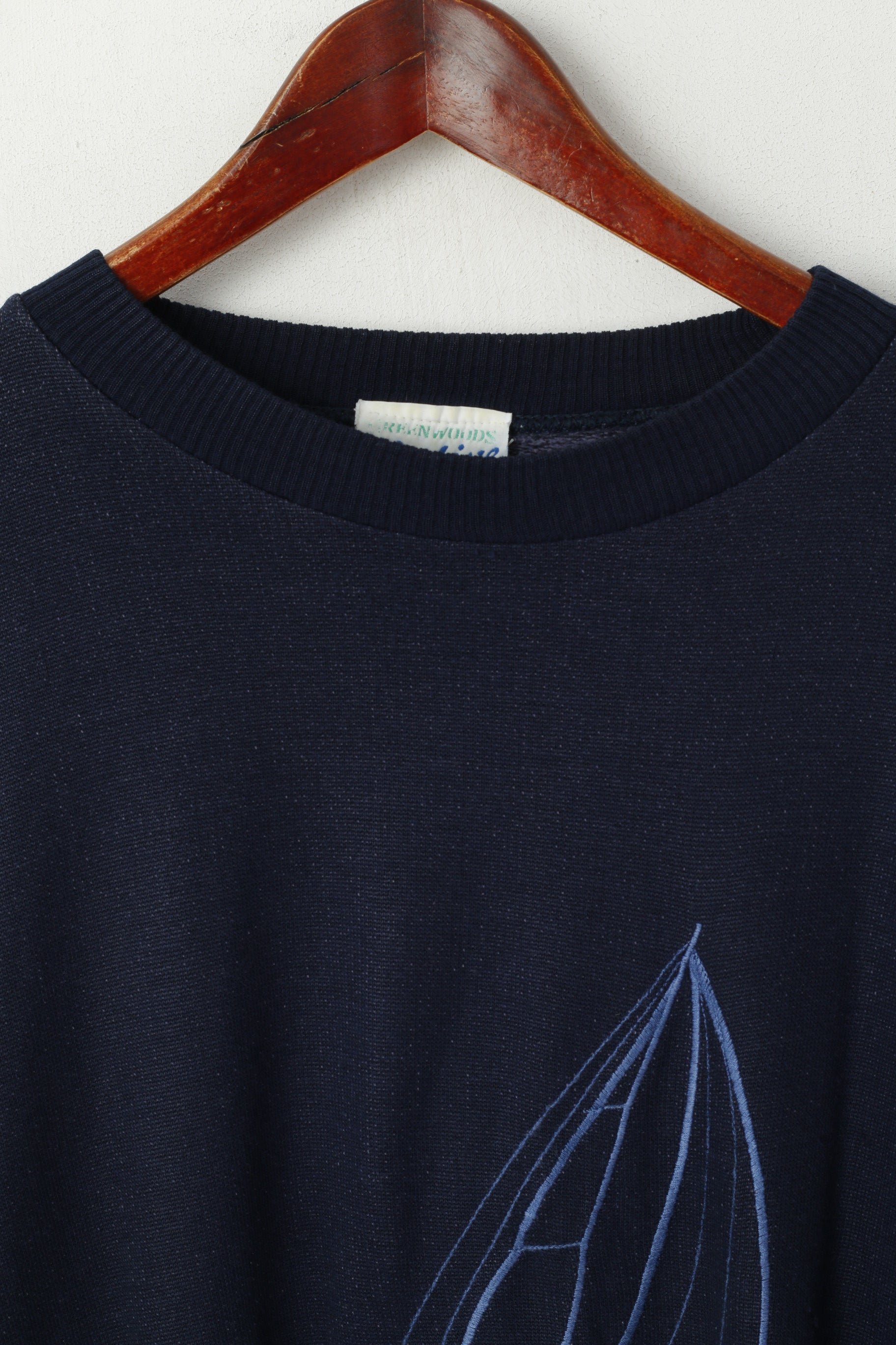 Greenwoods Active Men M Jumper Maglione da vela girocollo ricamato in acrilico blu scuro