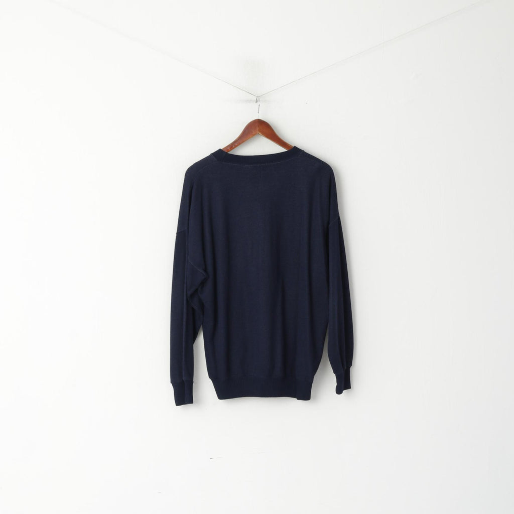 Greenwoods Active Men M Jumper Maglione da vela girocollo ricamato in acrilico blu scuro