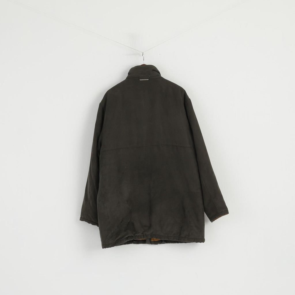 Lapidus Men 58 XXL Jacket Green Velvet Full Zipper Padded Long Soft Coat