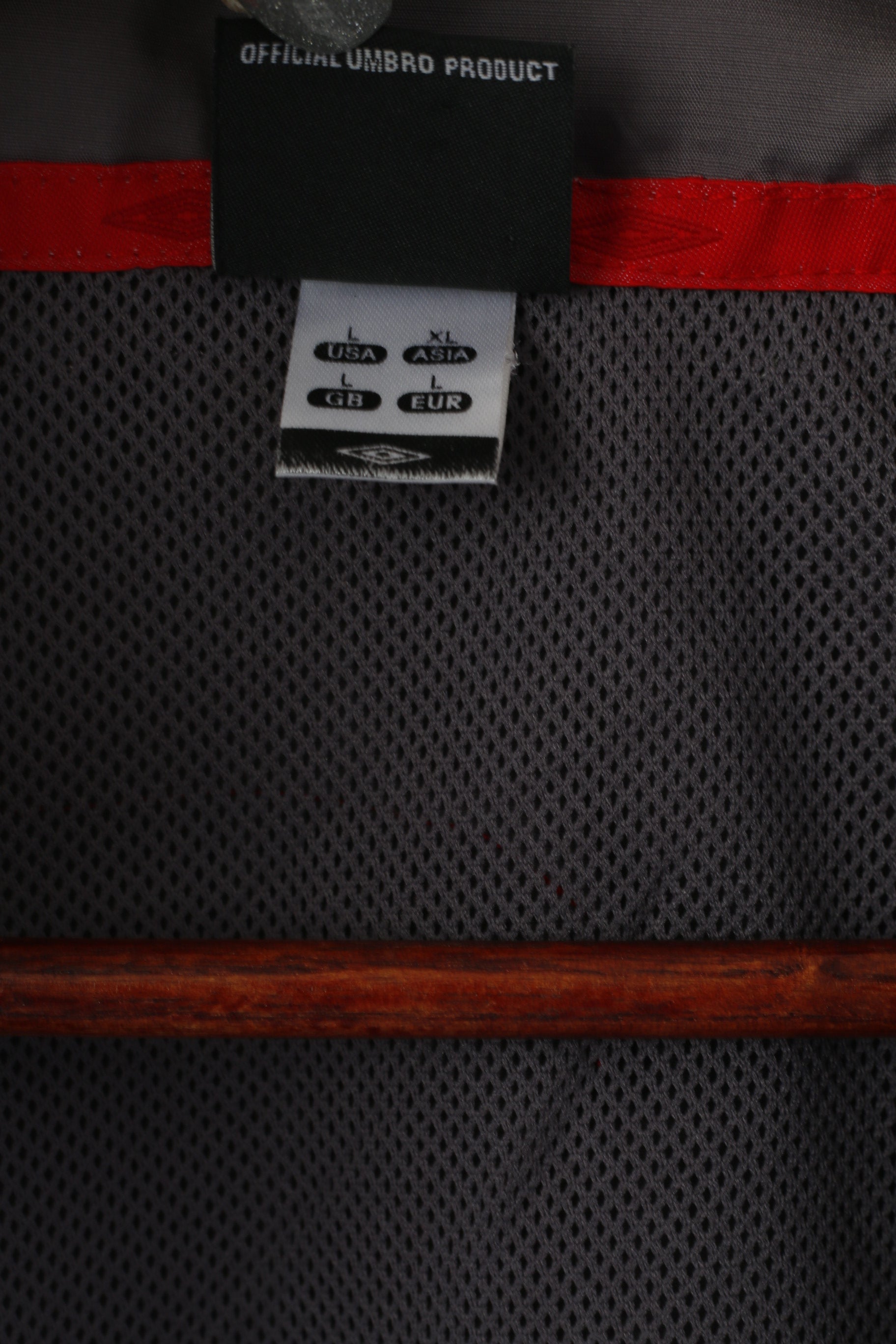 Giacca Umbro Sunderland FC da uomo L grigia con cerniera intera, cappuccio nascosto, top leggero