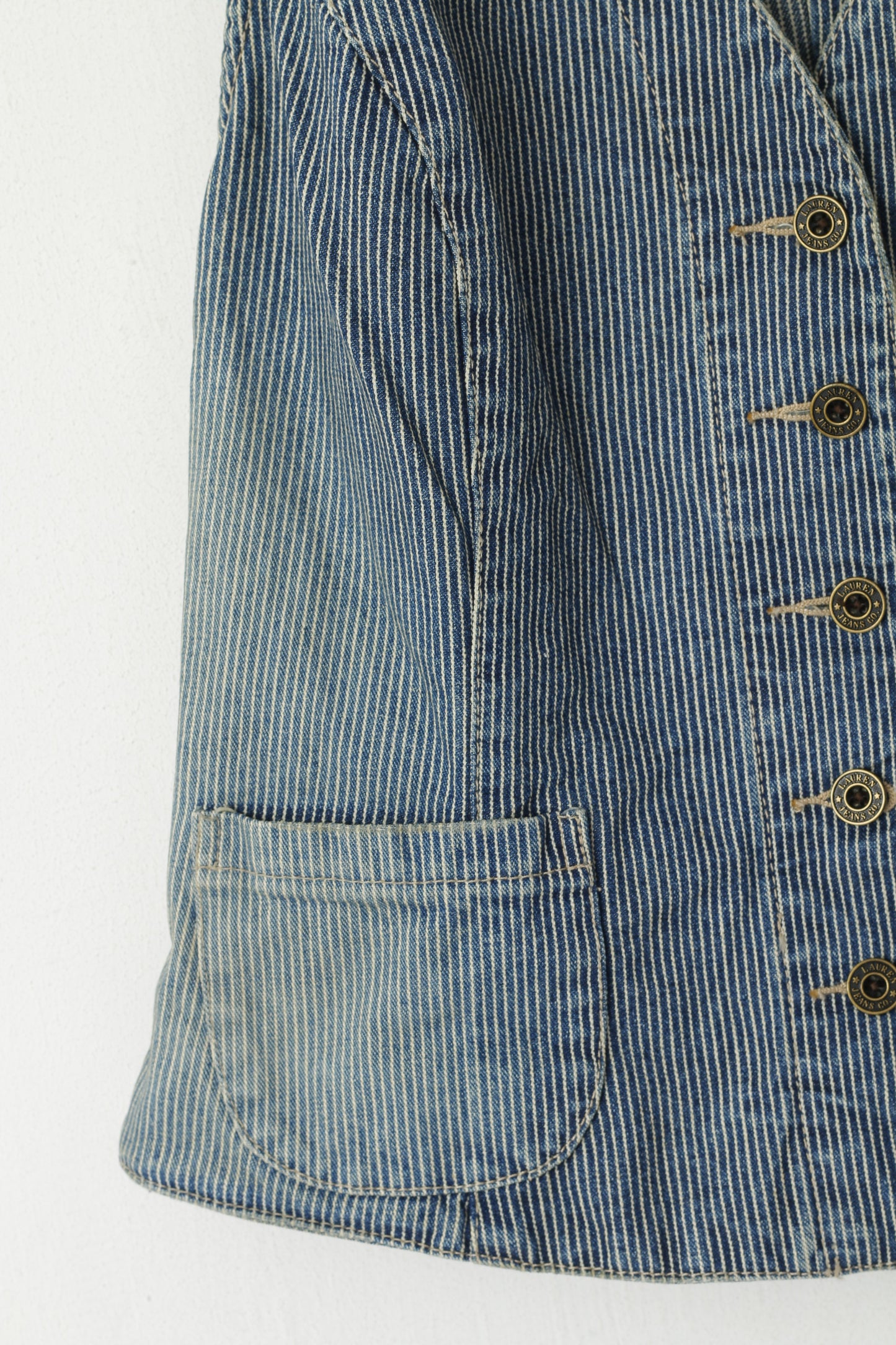 Lauren Jeans Ralph Lauren Femme L (M) Gilet en coton délavé à rayures bleues