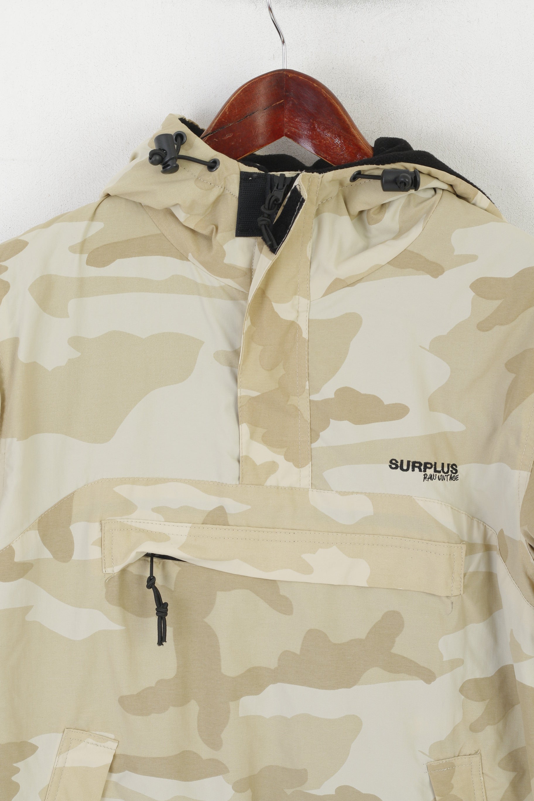 Surplus Women M (S) Giacca Beige Nylon Moro Pullover Giacca a vento Grezza Top vintage