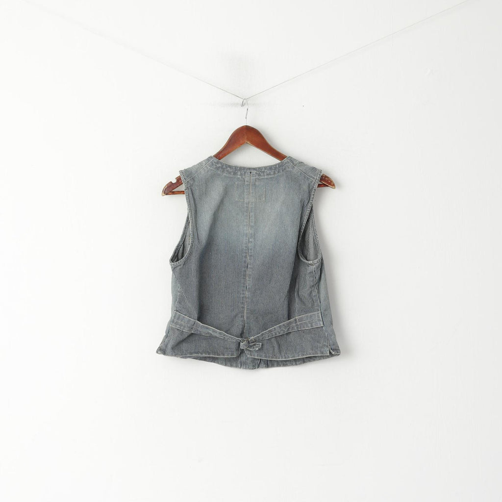 Lauren Jeans Ralph Lauren Donna L (M) Gilet Gilet in cotone sbiadito a righe blu