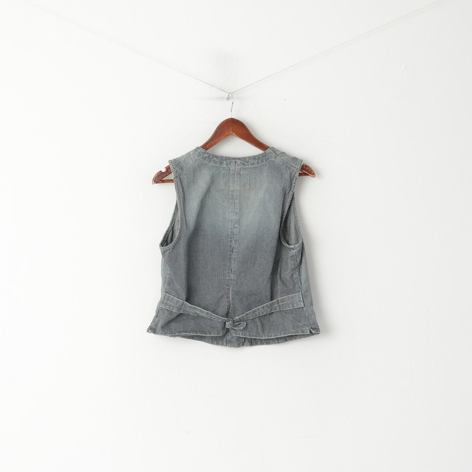 Lauren Jeans Ralph Lauren Donna L (M) Gilet Gilet in cotone sbiadito a righe blu