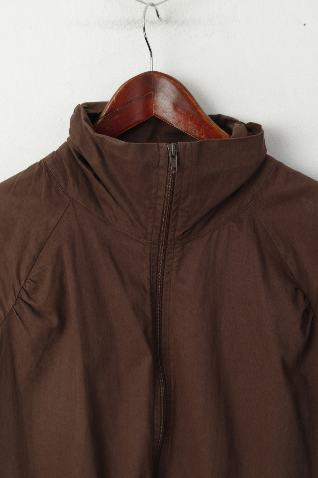 Reebok Classic Women 16 XL Jacket Brown Cotton Full Zipper Belted Stan Up Collar Top