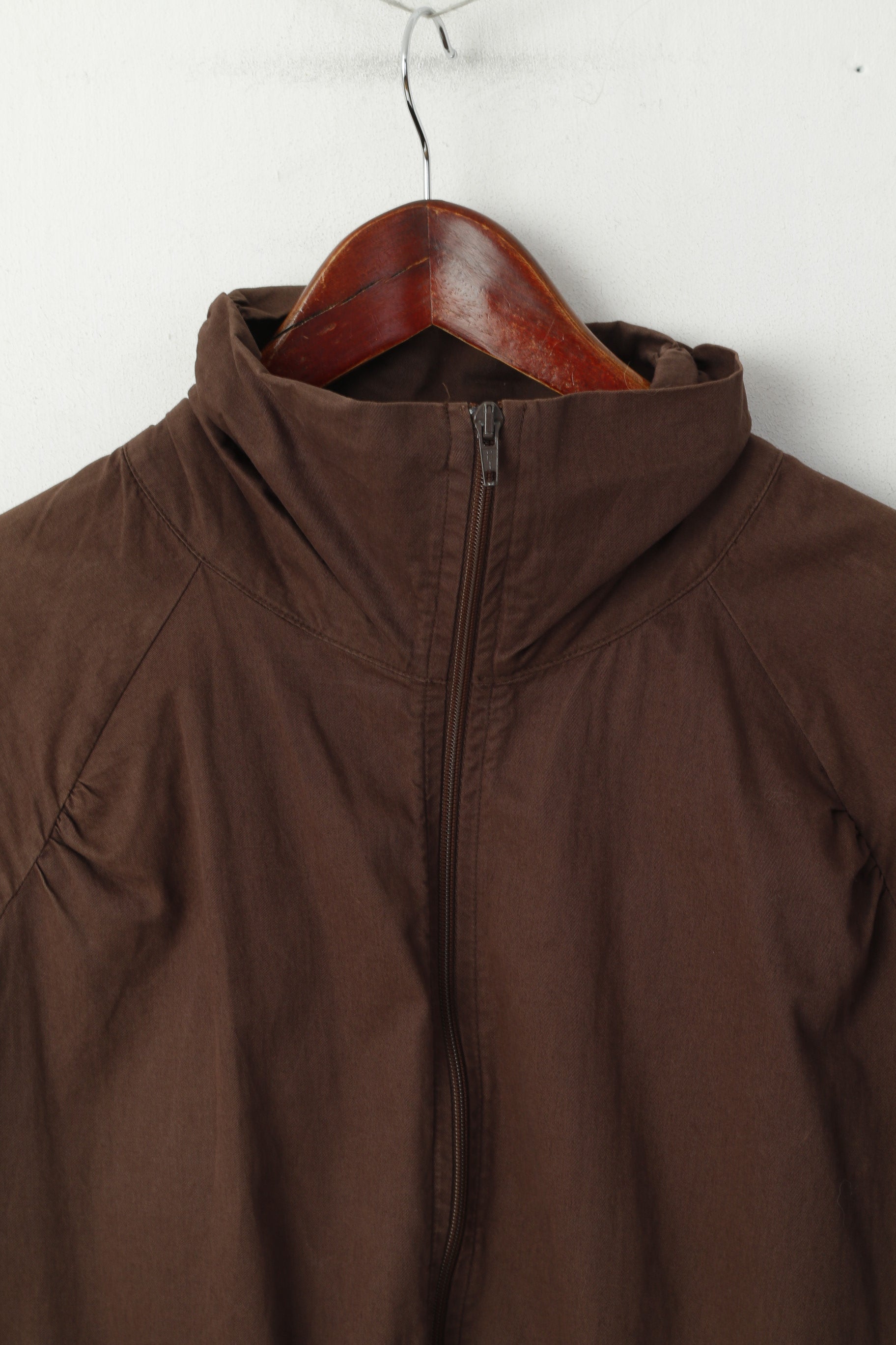 Reebok Classic Women 16 XL Jacket Brown Cotton Full Zipper Belted Stan Up Collar Top