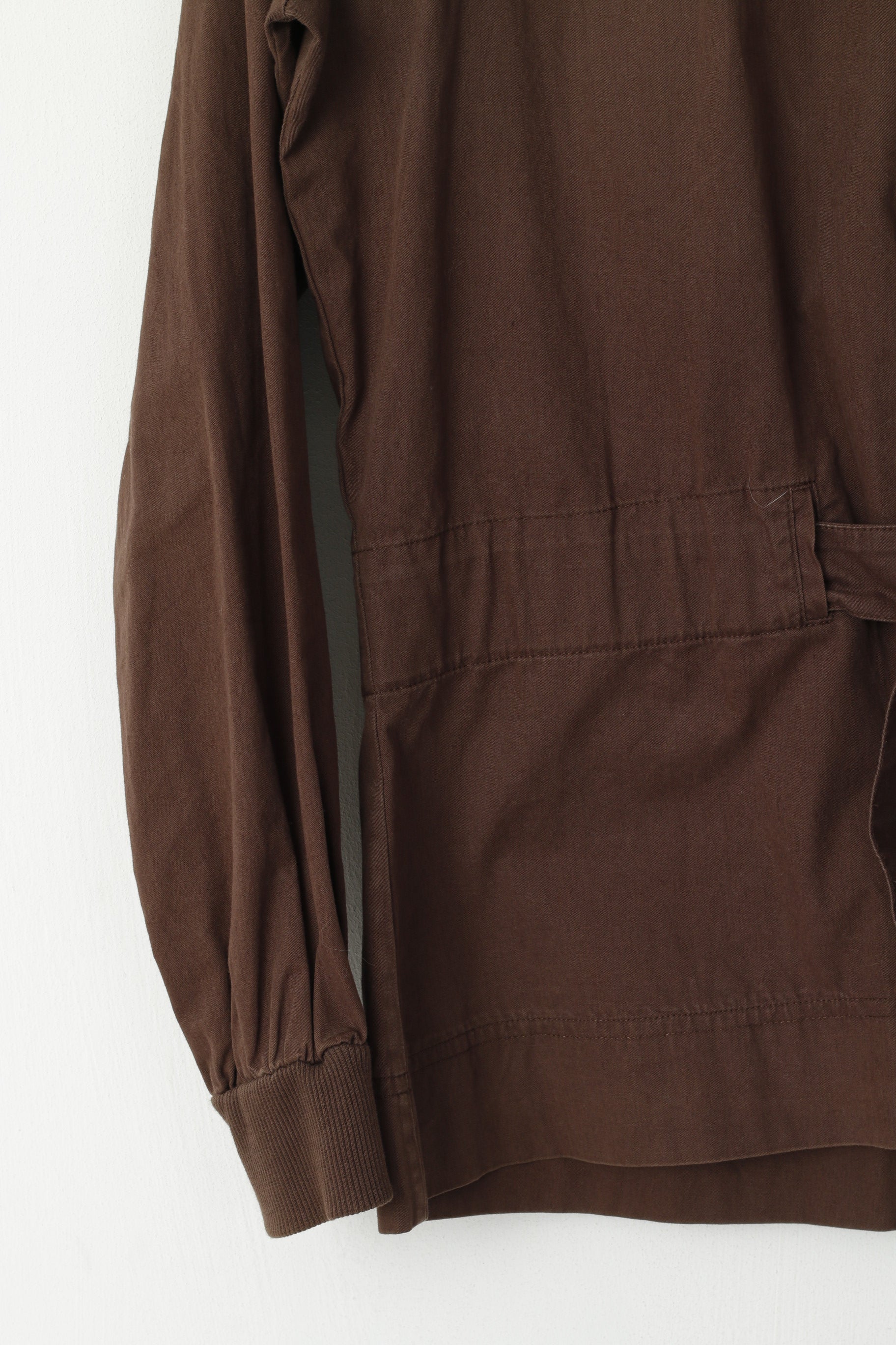 Reebok Classic Women 16 XL Jacket Brown Cotton Full Zipper Belted Stan Up Collar Top