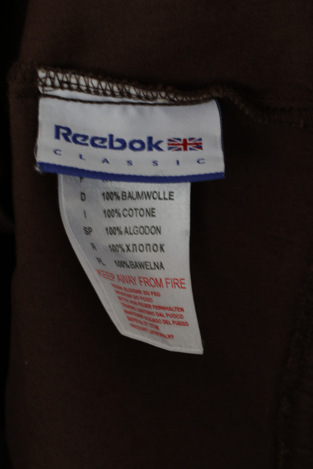 Reebok Classic Women 16 XL Jacket Brown Cotton Full Zipper Belted Stan Up Collar Top