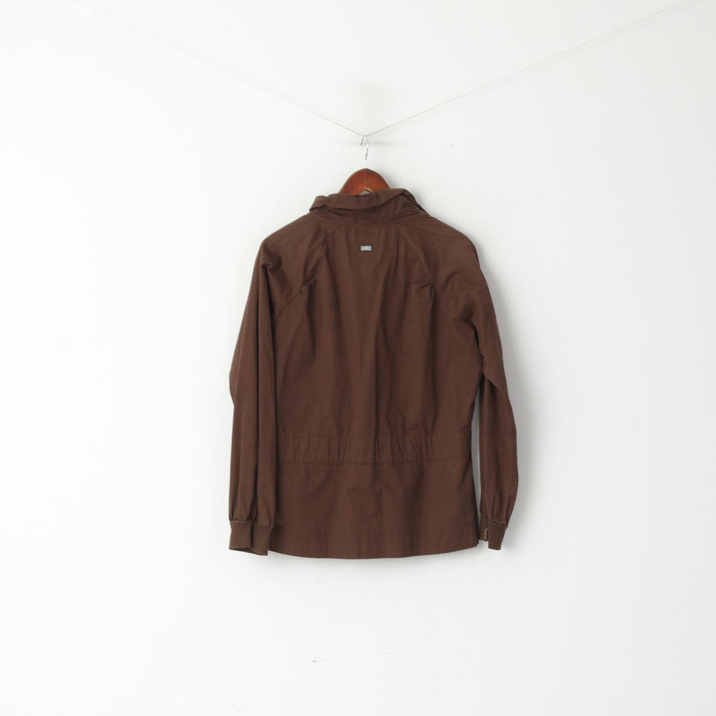 Reebok Classic Women 16 XL Jacket Brown Cotton Full Zipper Belted Stan Up Collar Top