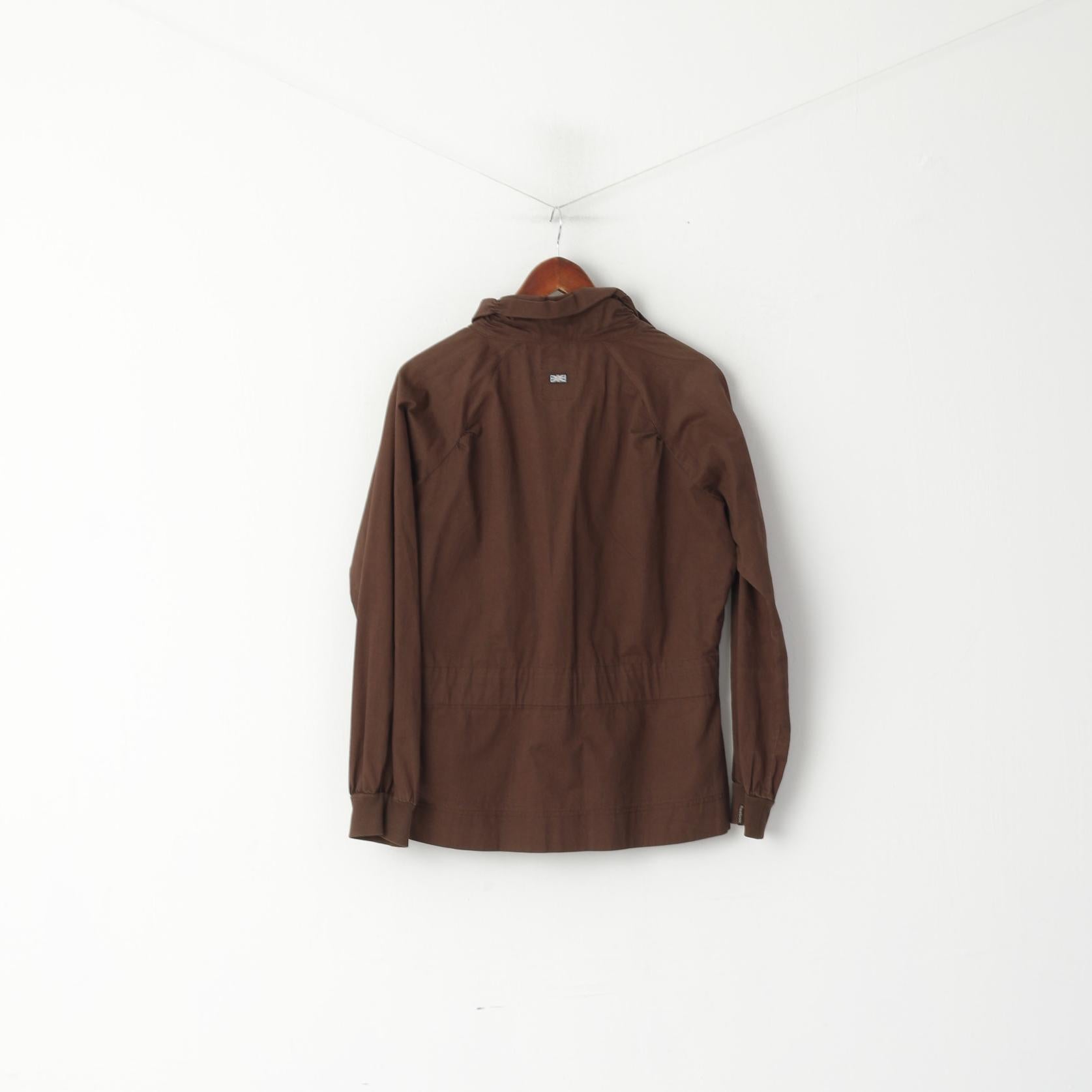 Reebok Classic Women 16 XL Jacket Brown Cotton Full Zipper Belted Stan Up Collar Top