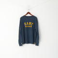 GANT Men XL Long Sleeved Shirt Navy Cotton New Haven Emroidered Crew Neck Top