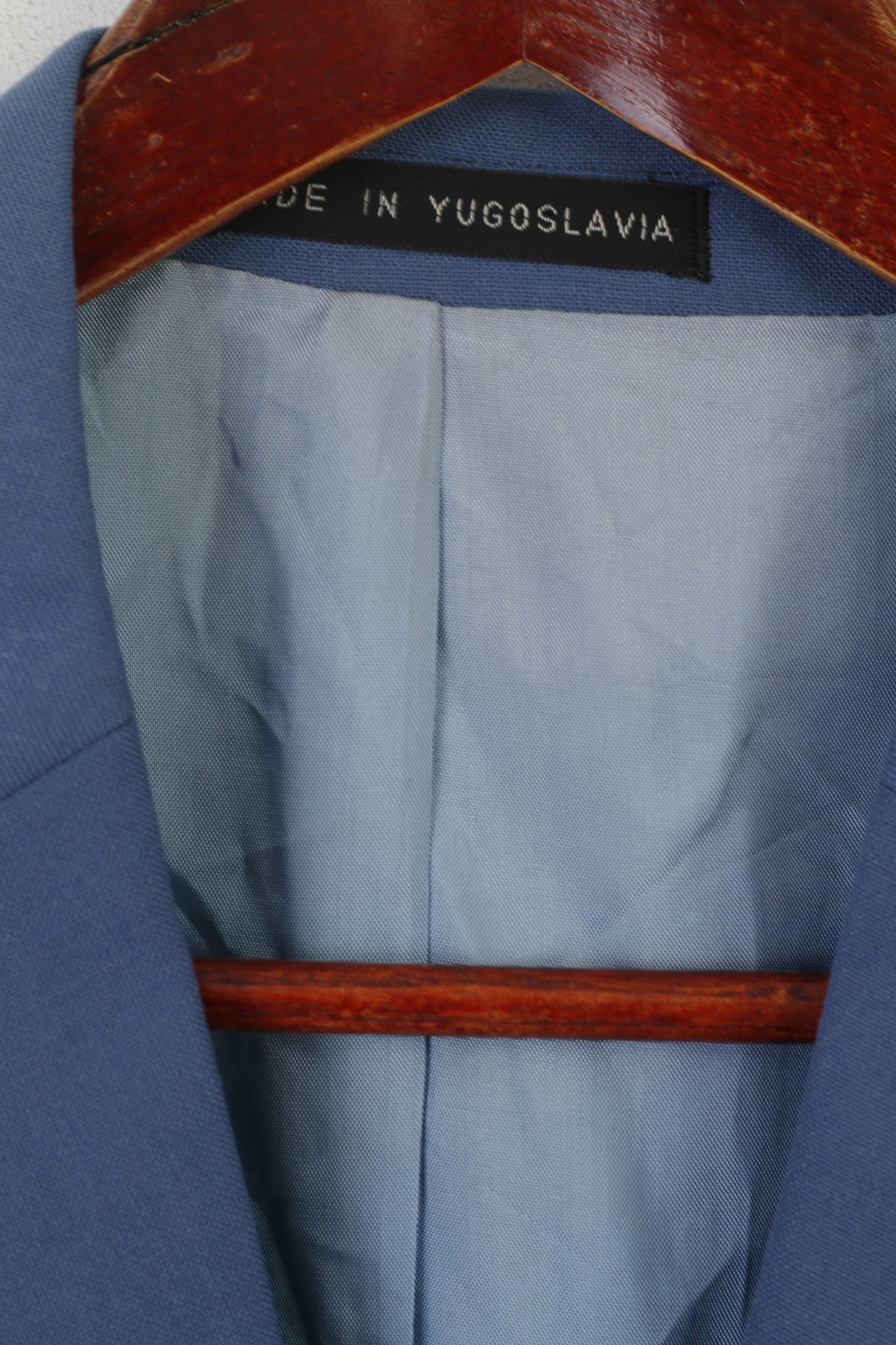 Austin Reed Uomo 38 Blazer lungo in lana blu Giacca vintage anni '70 realizzata in Yugolavia