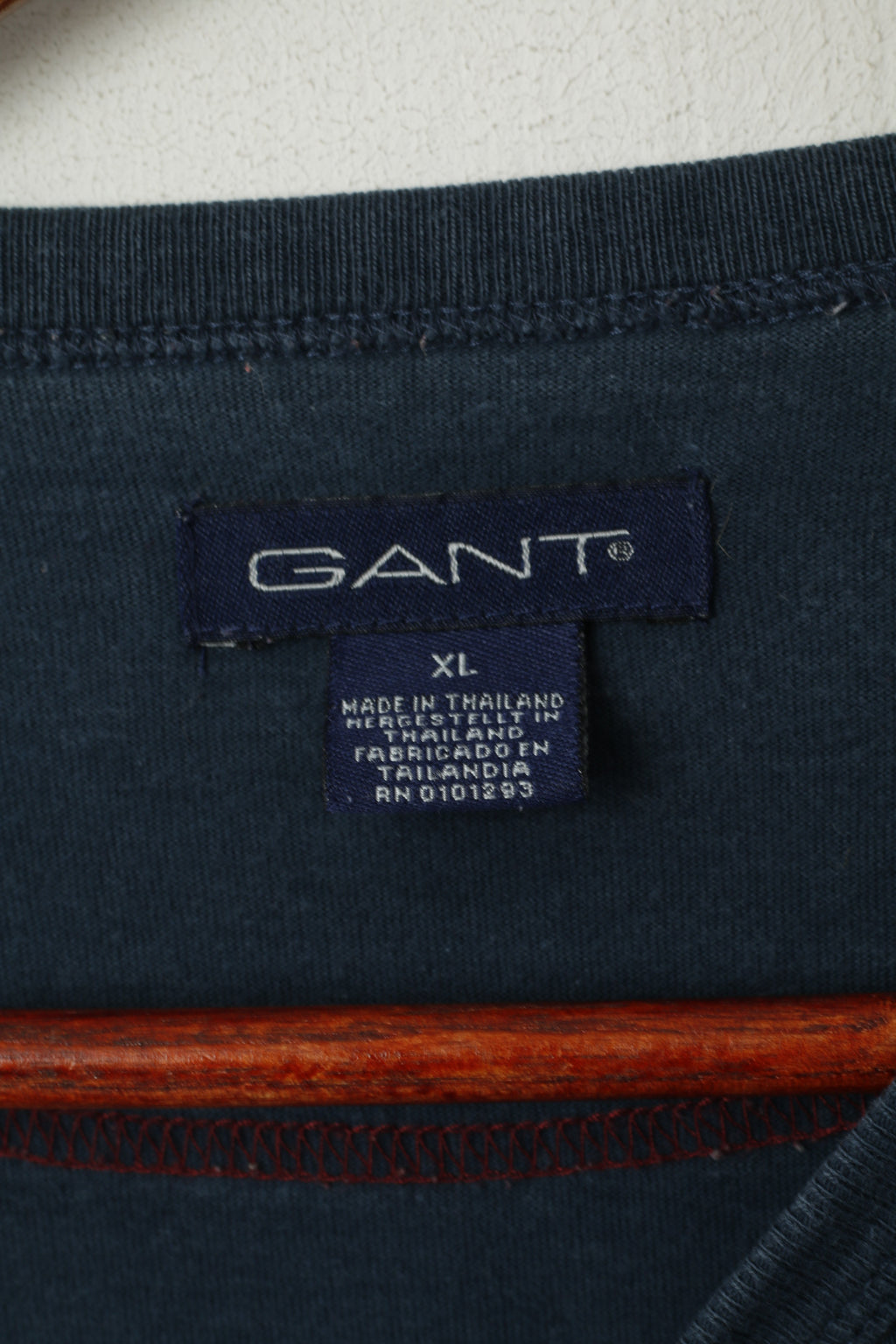 GANT Camicia a maniche lunghe da uomo XL Top girocollo ricamato New Haven in cotone blu scuro