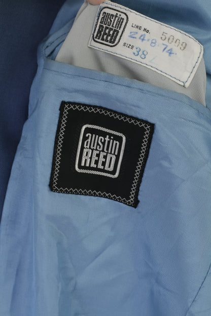 Austin Reed Uomo 38 Blazer lungo in lana blu Giacca vintage anni '70 realizzata in Yugolavia