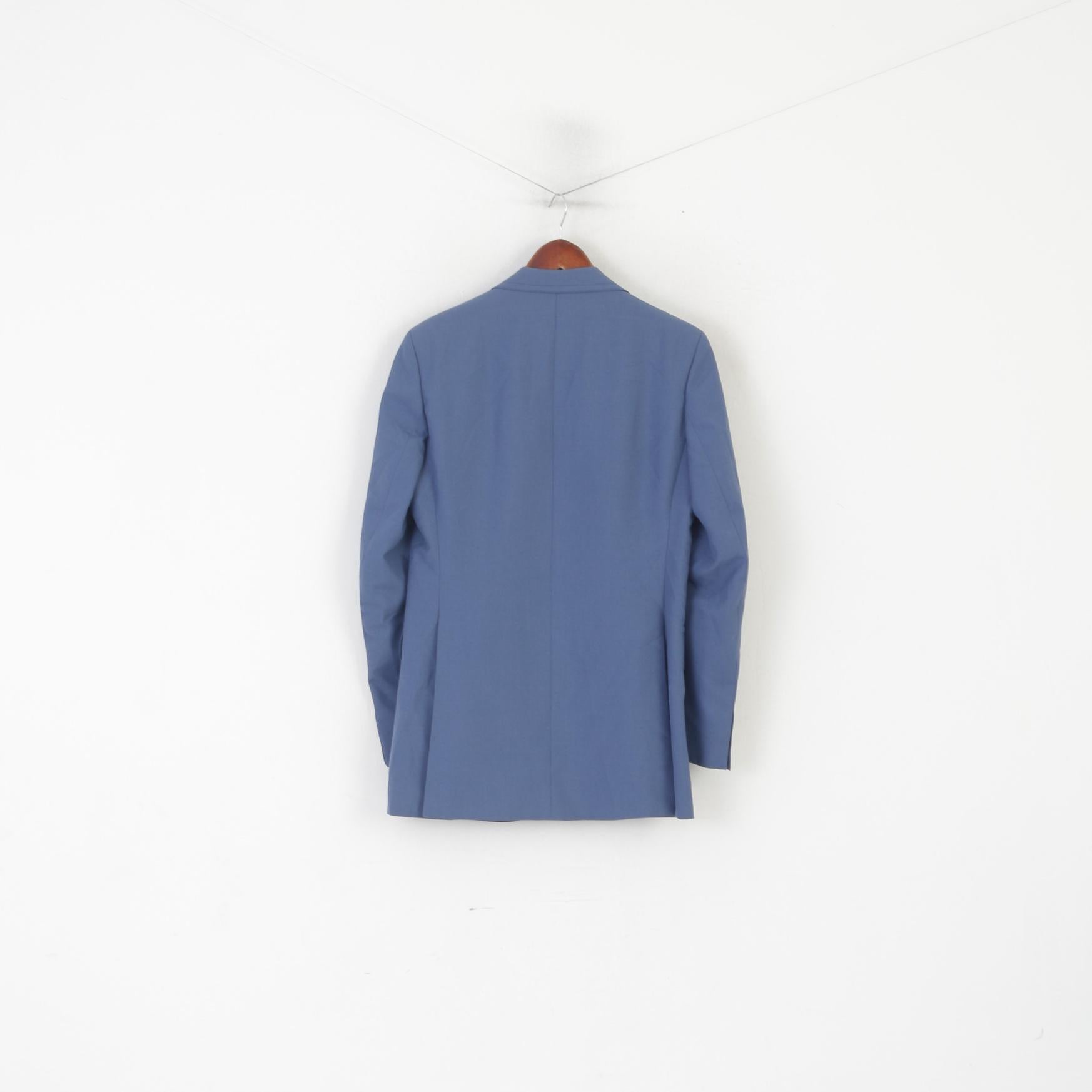 Austin Reed Uomo 38 Blazer lungo in lana blu Giacca vintage anni '70 realizzata in Yugolavia