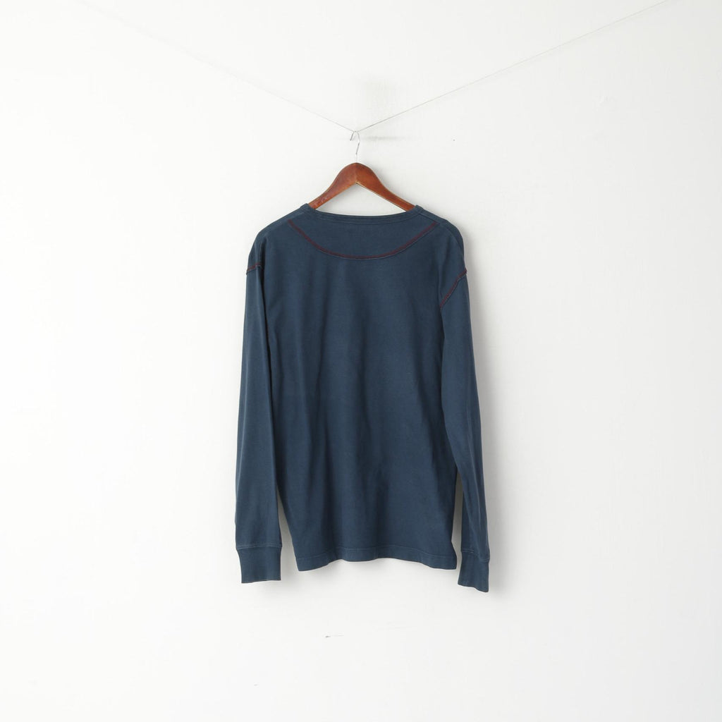 GANT Camicia a maniche lunghe da uomo XL Top girocollo ricamato New Haven in cotone blu scuro