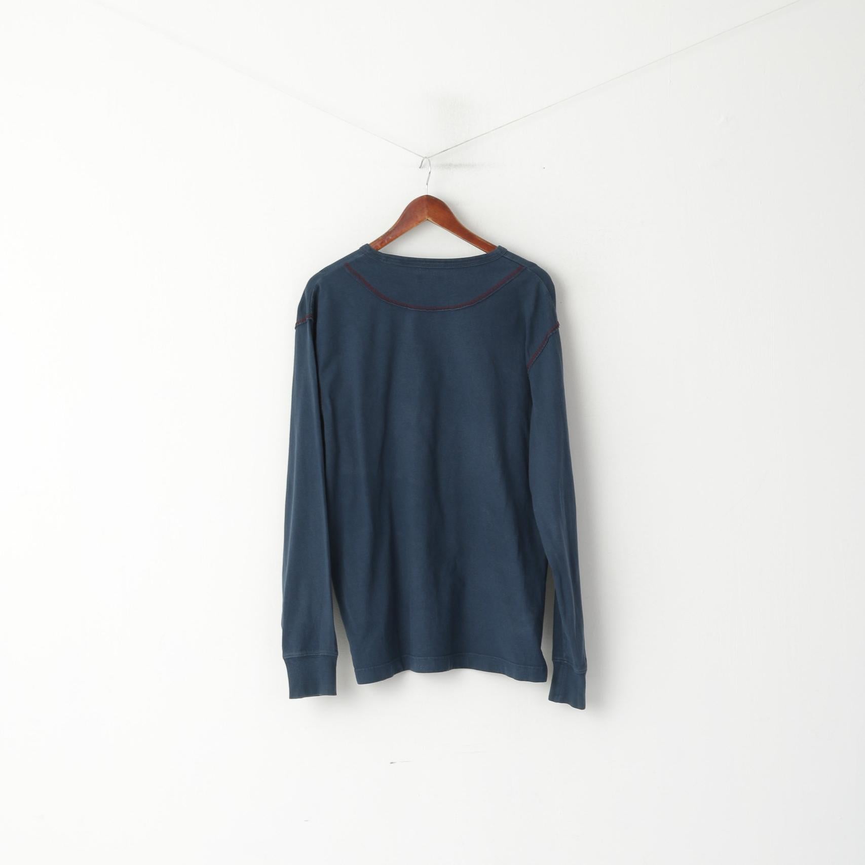 GANT Camicia a maniche lunghe da uomo XL Top girocollo ricamato New Haven in cotone blu scuro