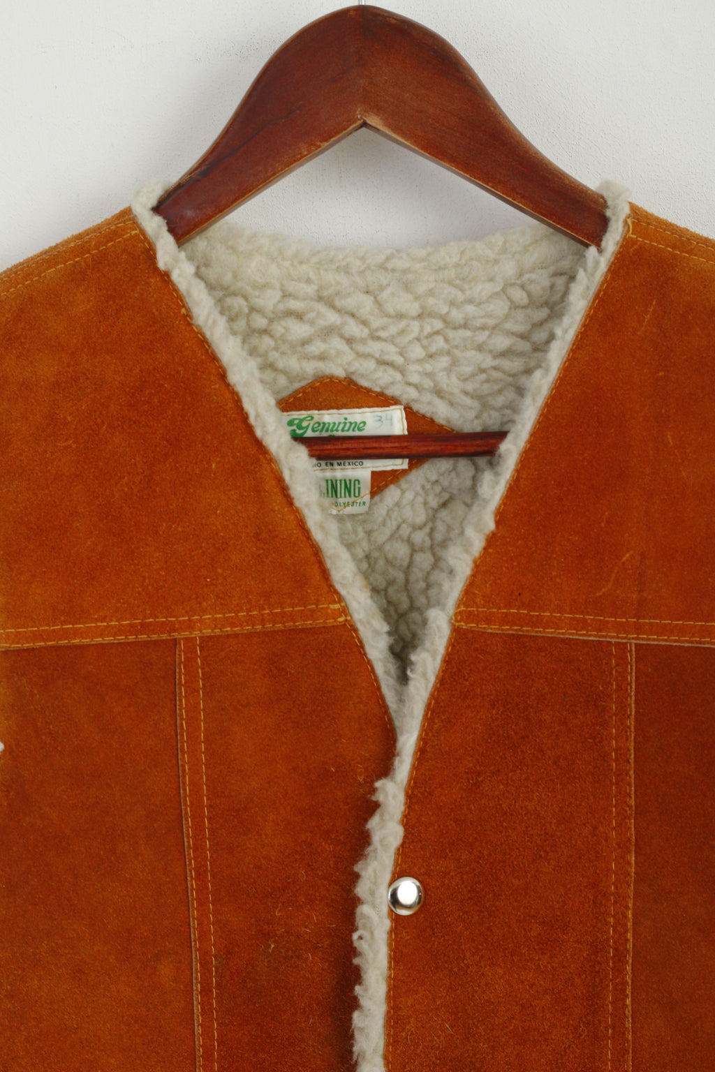 Gilet en cuir véritable pour garçons de 10 ans, gilet en cuir marron, imitation laine, boutons-pression, Bodywarmer