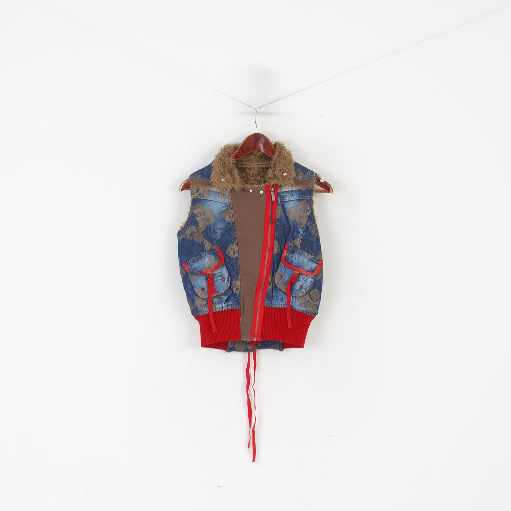 L Joy & Ronnie Women S Bodywarmer Navy Denim Cotton LJR Full Zipper Vest