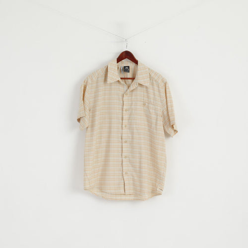 Adidas Men  L Casual Shirt Beige Pockets Trekking Outdoor Cotton Blend Buttons Top