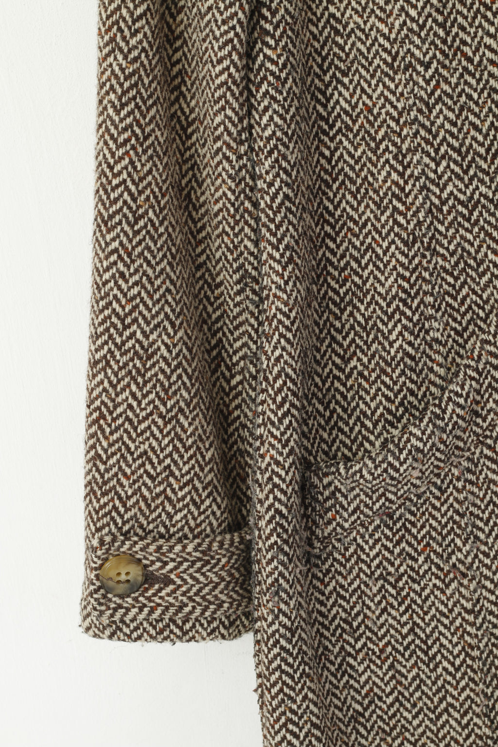 Replay Cappotto Donna XL (L) Marrone Lana Spinato Doppio Petto Vintage