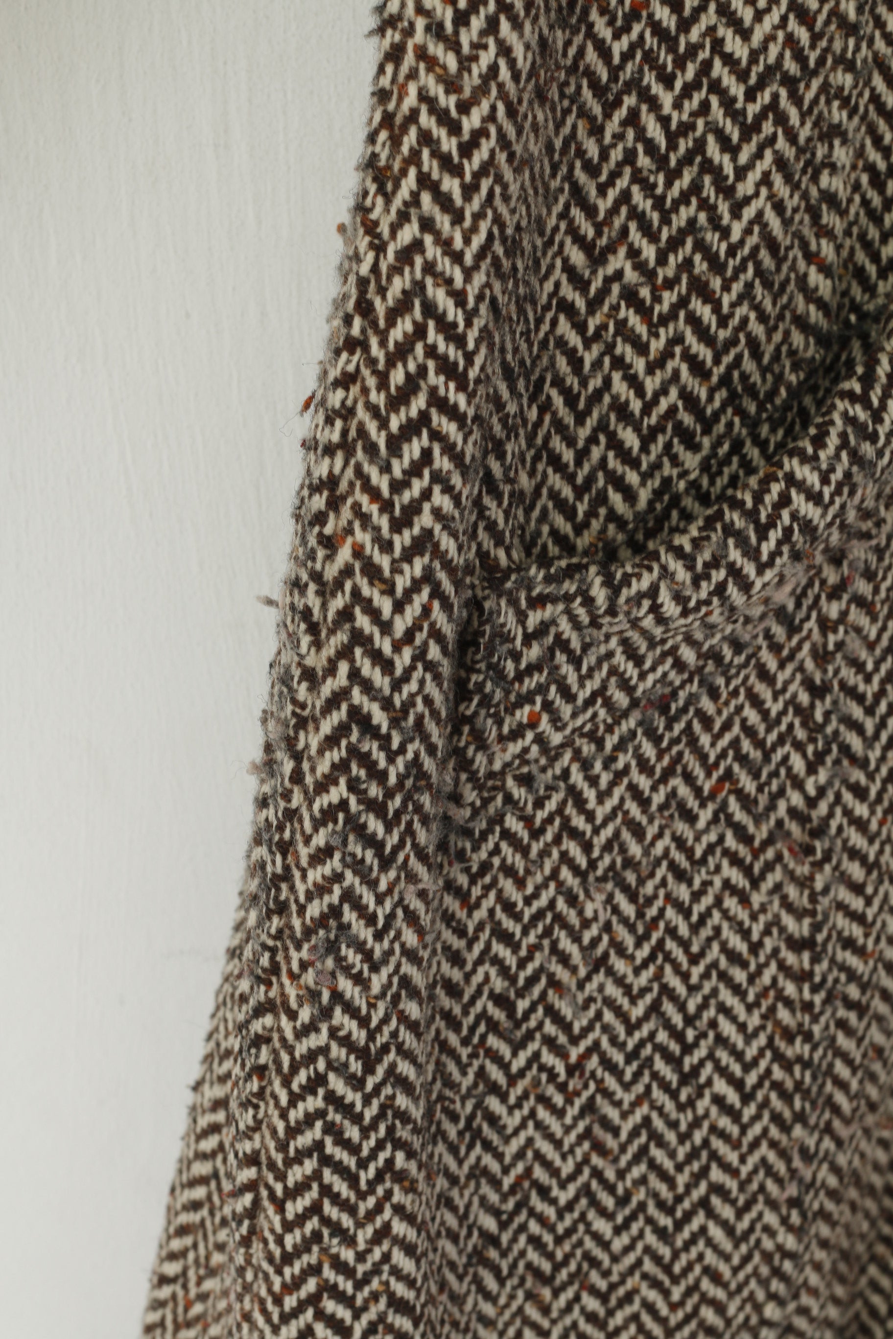 Replay Cappotto Donna XL (L) Marrone Lana Spinato Doppio Petto Vintage