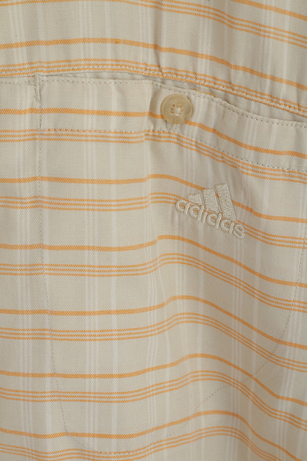 Adidas Men L Chemise décontractée Beige Poches Trekking Outdoor Coton Mélange Boutons Top