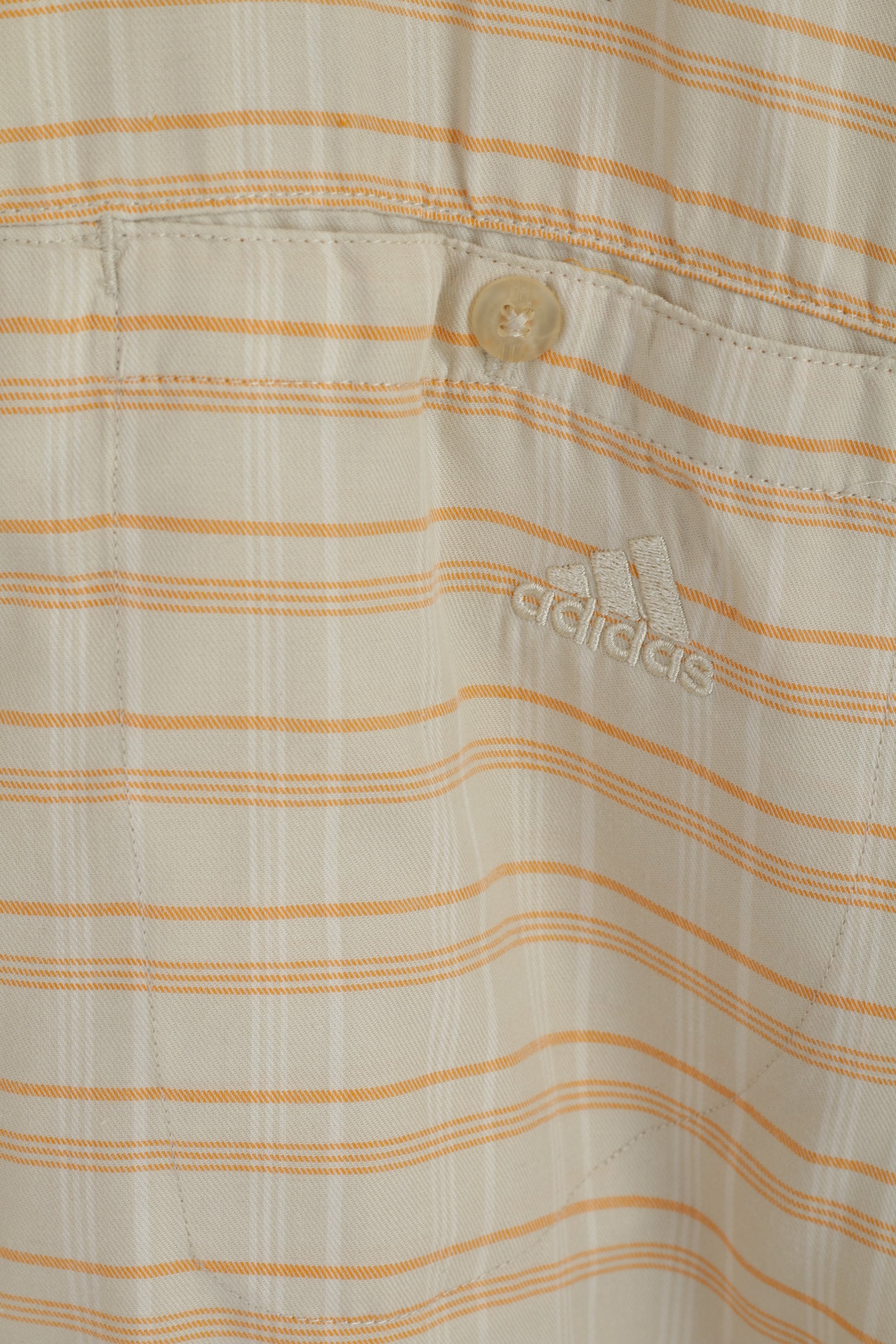 Adidas Men L Chemise décontractée Beige Poches Trekking Outdoor Coton Mélange Boutons Top