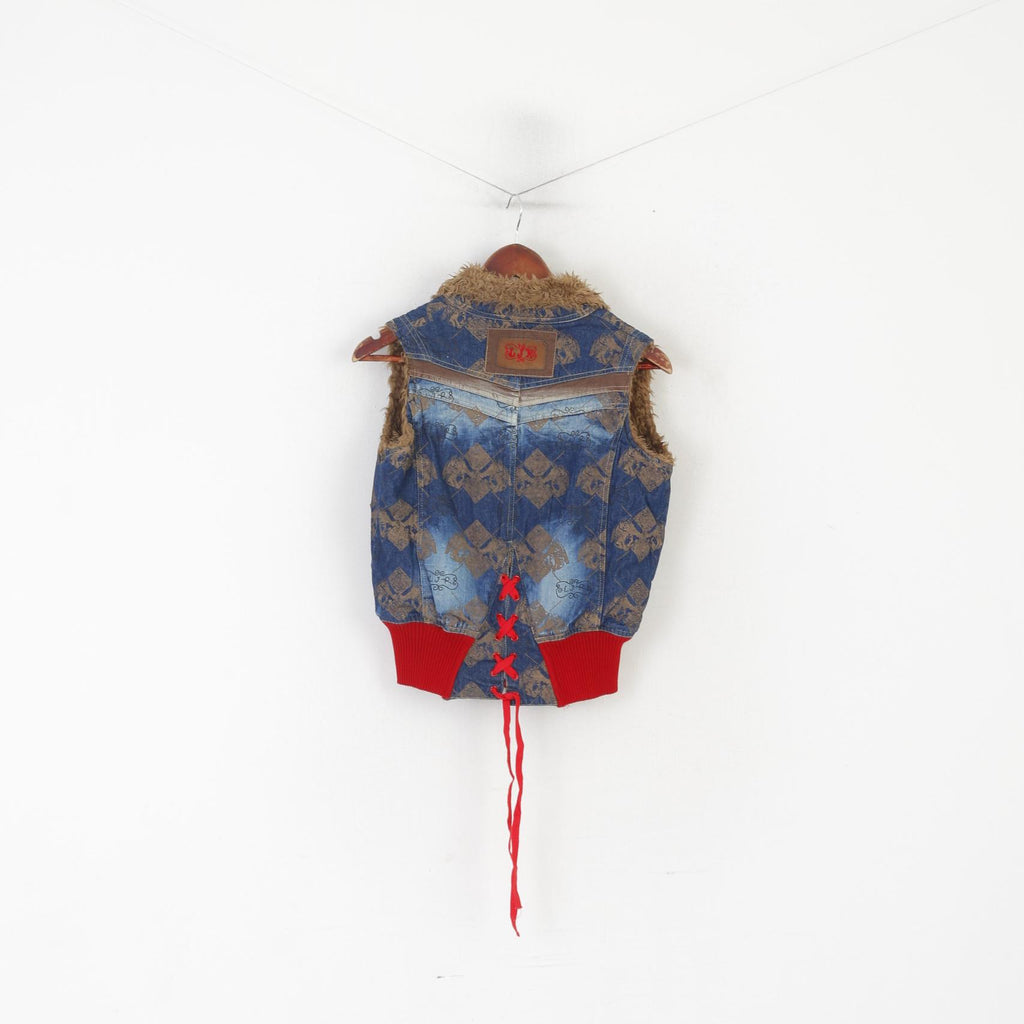 L Joy & Ronnie Women S Bodywarmer Navy Denim Cotton LJR Full Zipper Vest