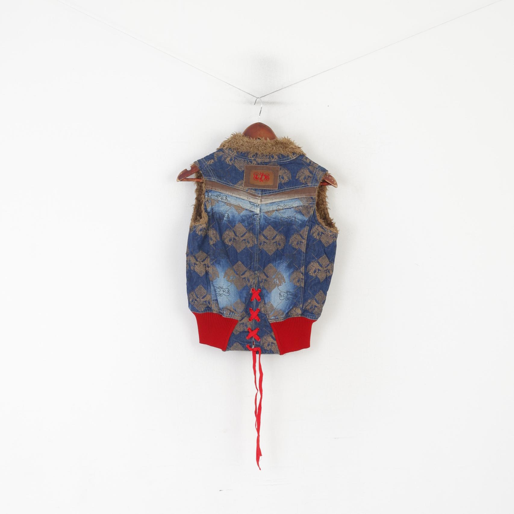 L Joy & Ronnie Women S Bodywarmer Navy Denim Cotton LJR Full Zipper Vest