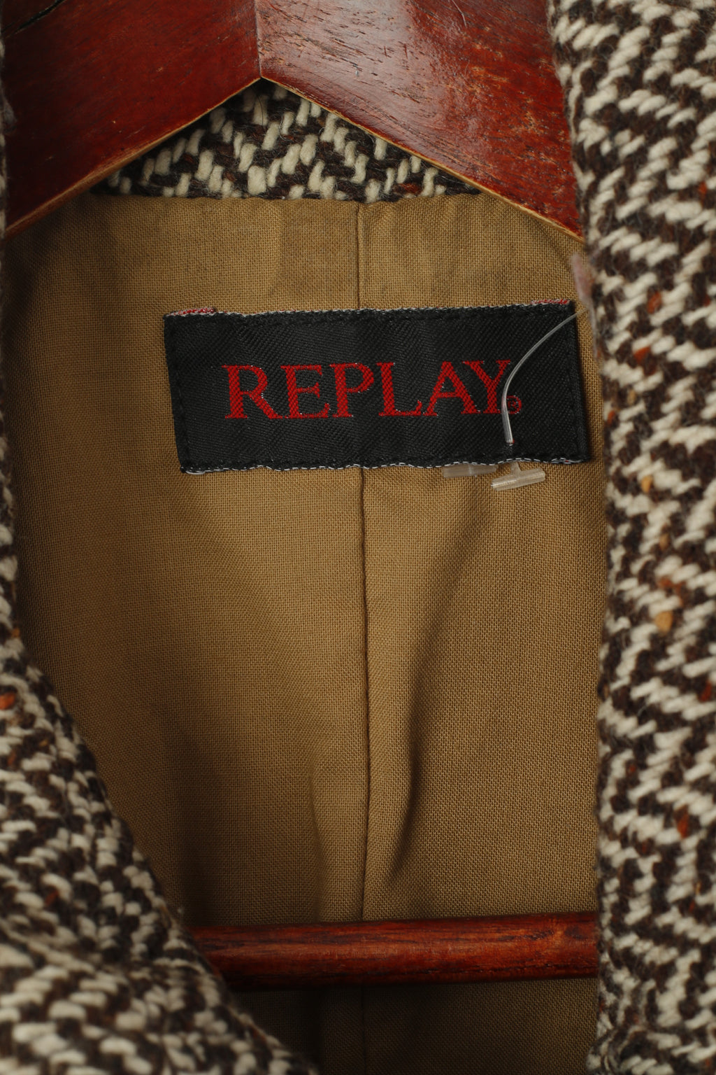 Replay Cappotto Donna XL (L) Marrone Lana Spinato Doppio Petto Vintage