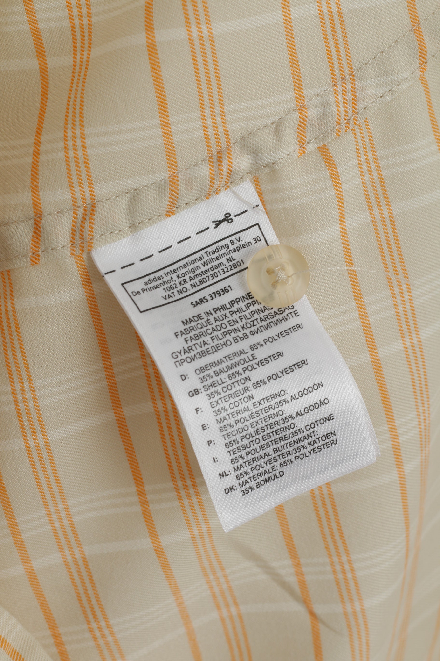 Adidas Men L Chemise décontractée Beige Poches Trekking Outdoor Coton Mélange Boutons Top