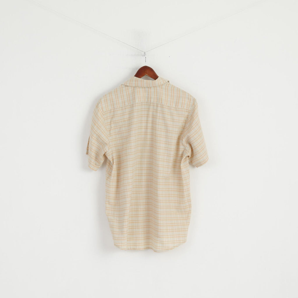 Adidas Men L Chemise décontractée Beige Poches Trekking Outdoor Coton Mélange Boutons Top