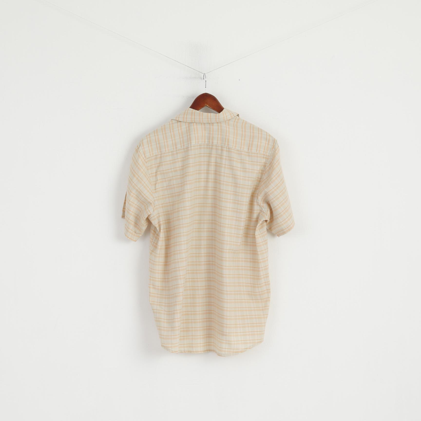 Adidas Men L Chemise décontractée Beige Poches Trekking Outdoor Coton Mélange Boutons Top