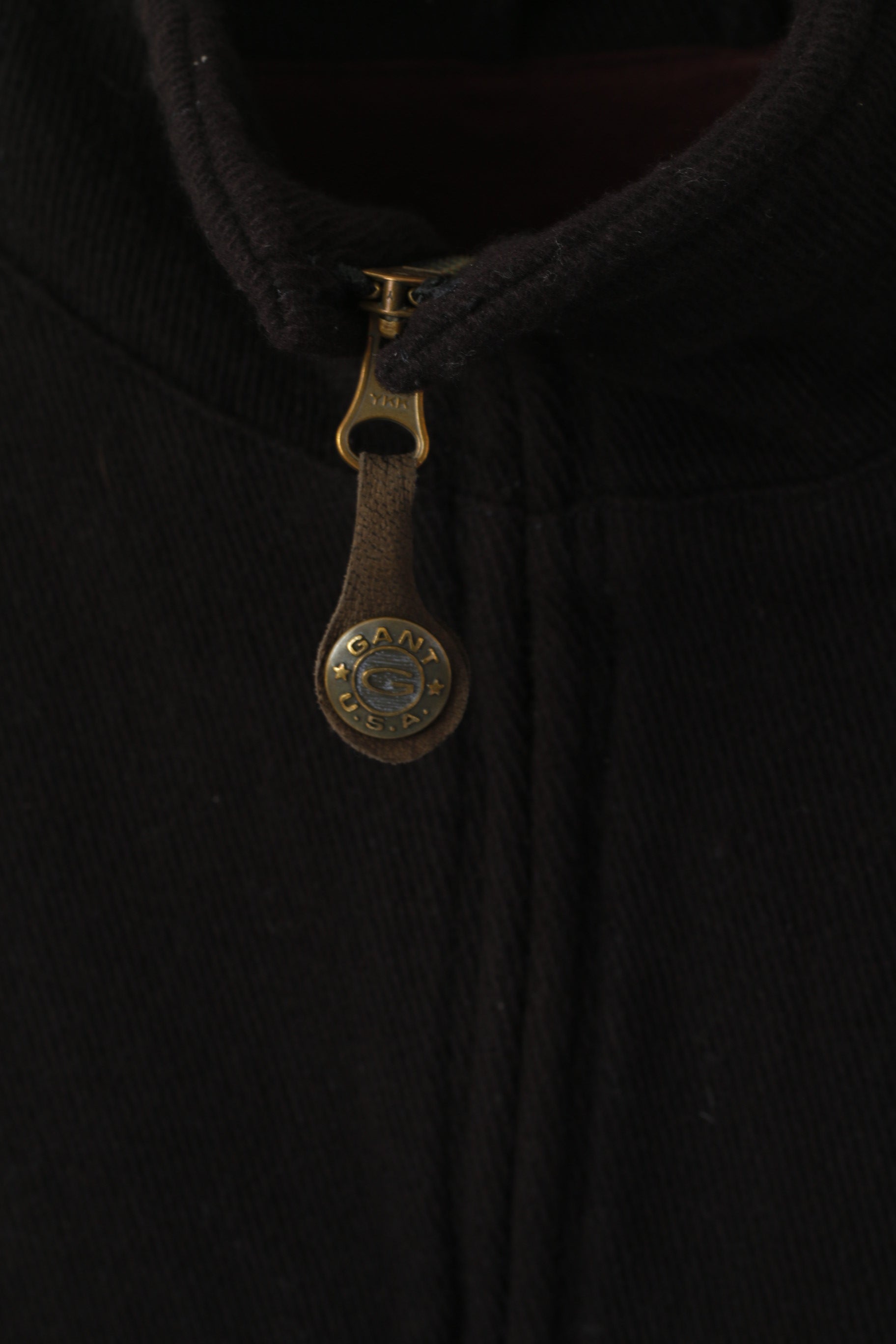 Gant USA Men L Jacket Navy Wool New Haven Bomber Full Zipper Haut classique