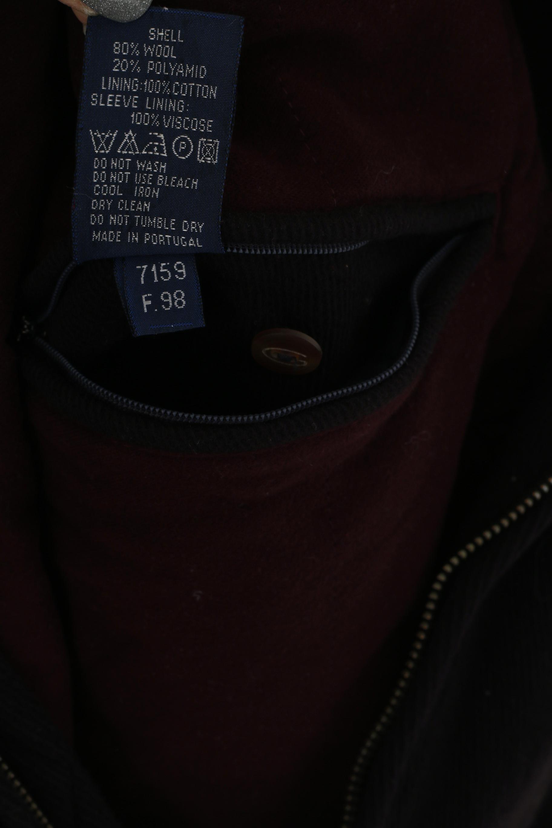 Gant USA Men L Jacket Navy Wool New Haven Bomber Full Zipper Haut classique