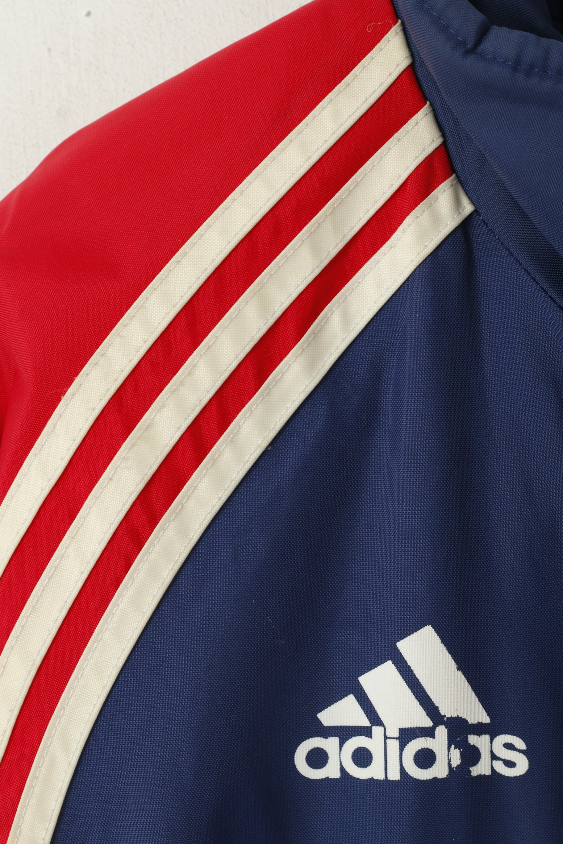 Adidas Homme S 168 Veste Vintage Bleu Rouge Rembourré Nylon Imperméable 01's Parka