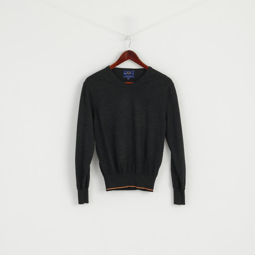 Fred Perry Boys 101cm 40" 12 Age Jumper Grey Merino Wool Classic Sweater