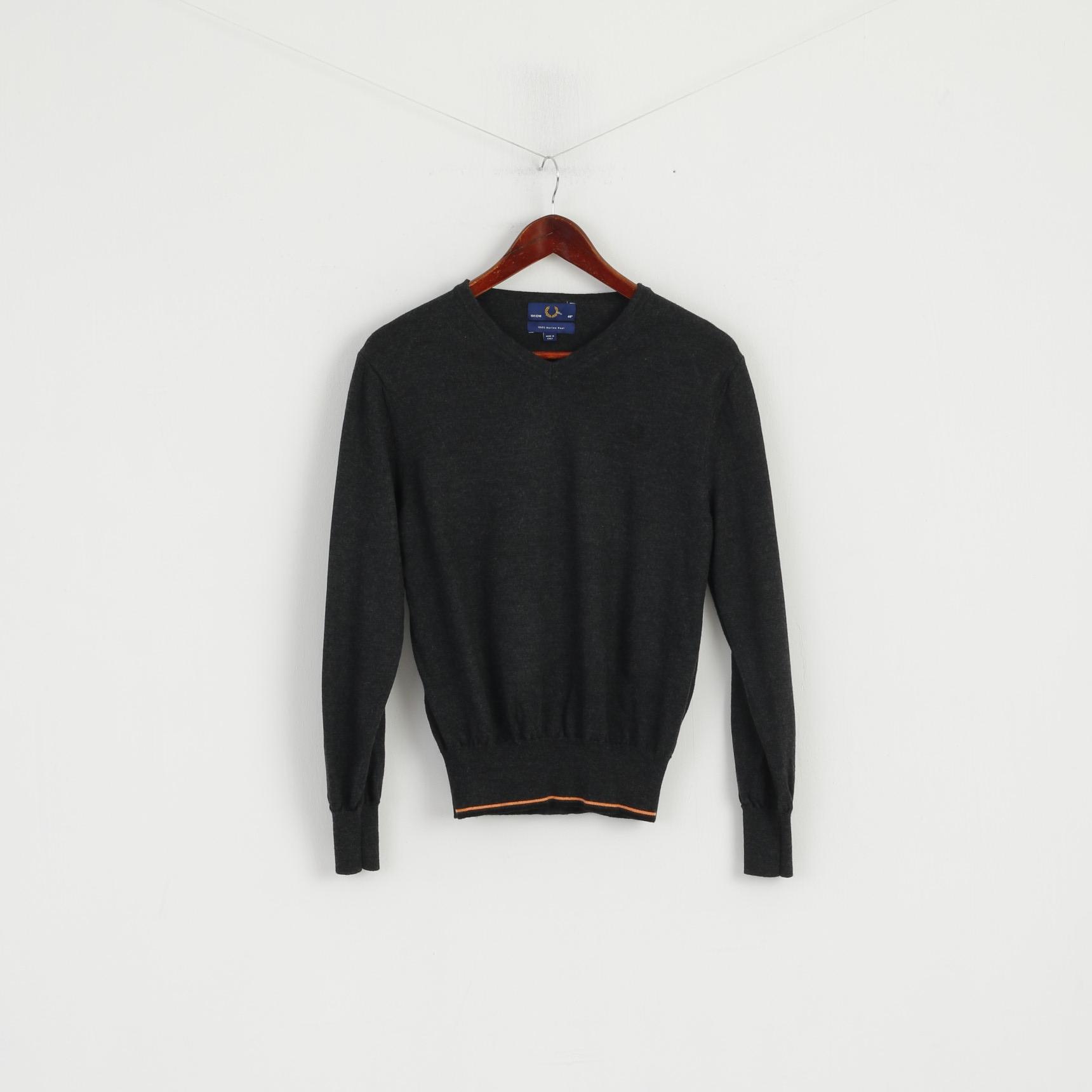 Fred Perry Boys 101cm 40" 12 Age Jumper Grey Merino Wool Classic Sweater