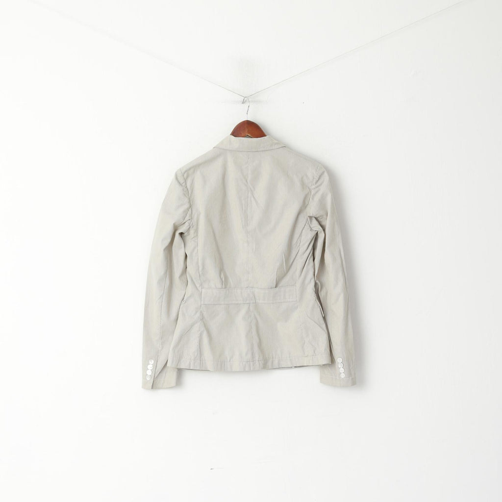 Giacca da tasca casual leggera in cotone a righe grigie da donna Ralph Lauren 8 S