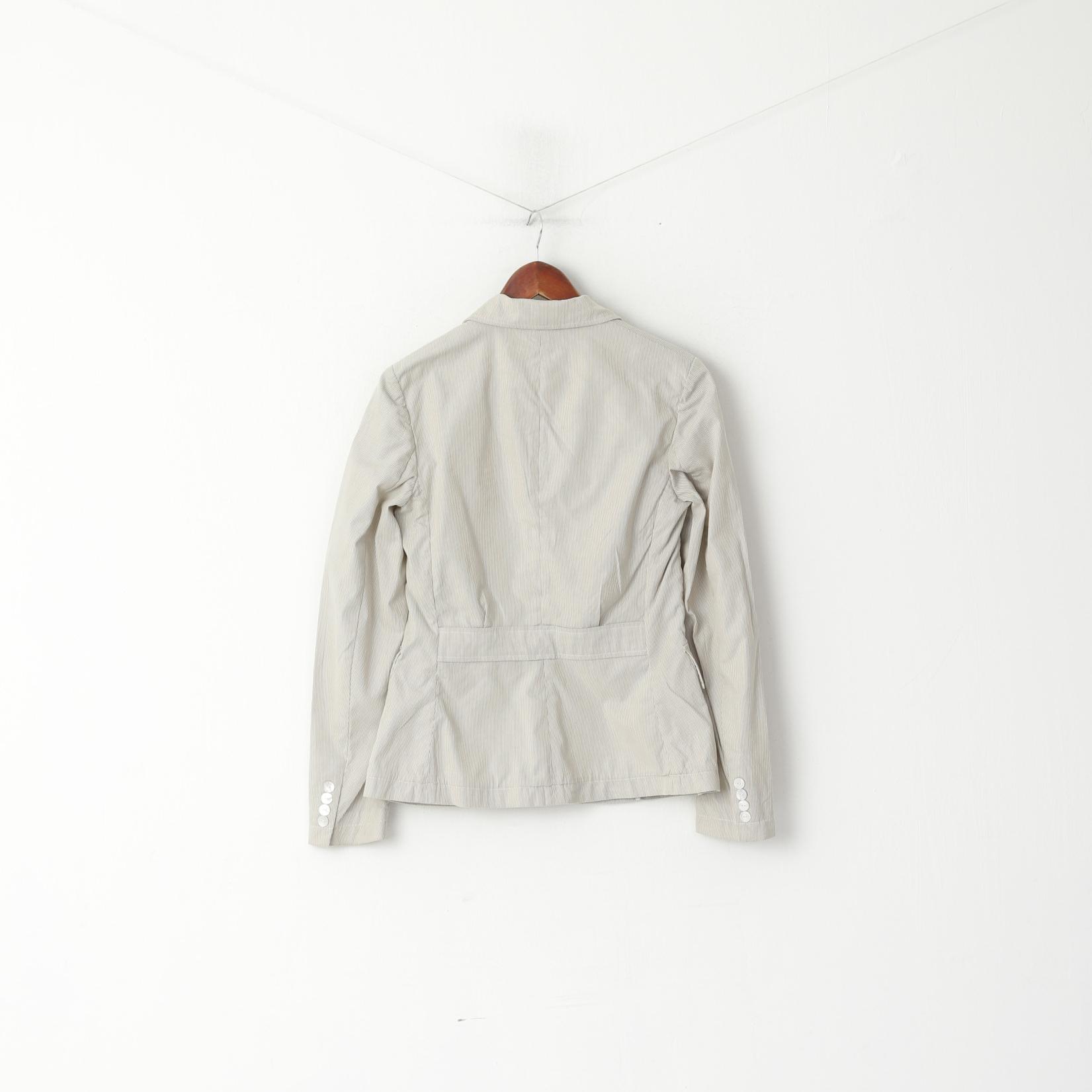 Giacca da tasca casual leggera in cotone a righe grigie da donna Ralph Lauren 8 S