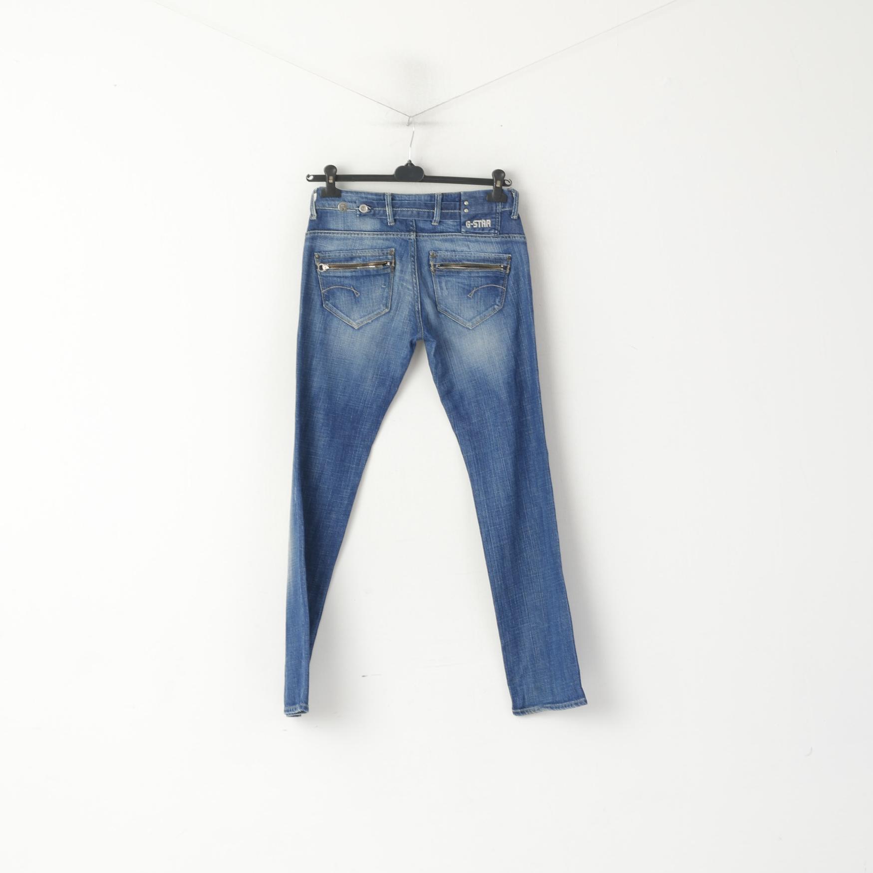 G-Star Raw Women 28 Jeans Trousers Blue Cotton Corvet Straight Denim Pants