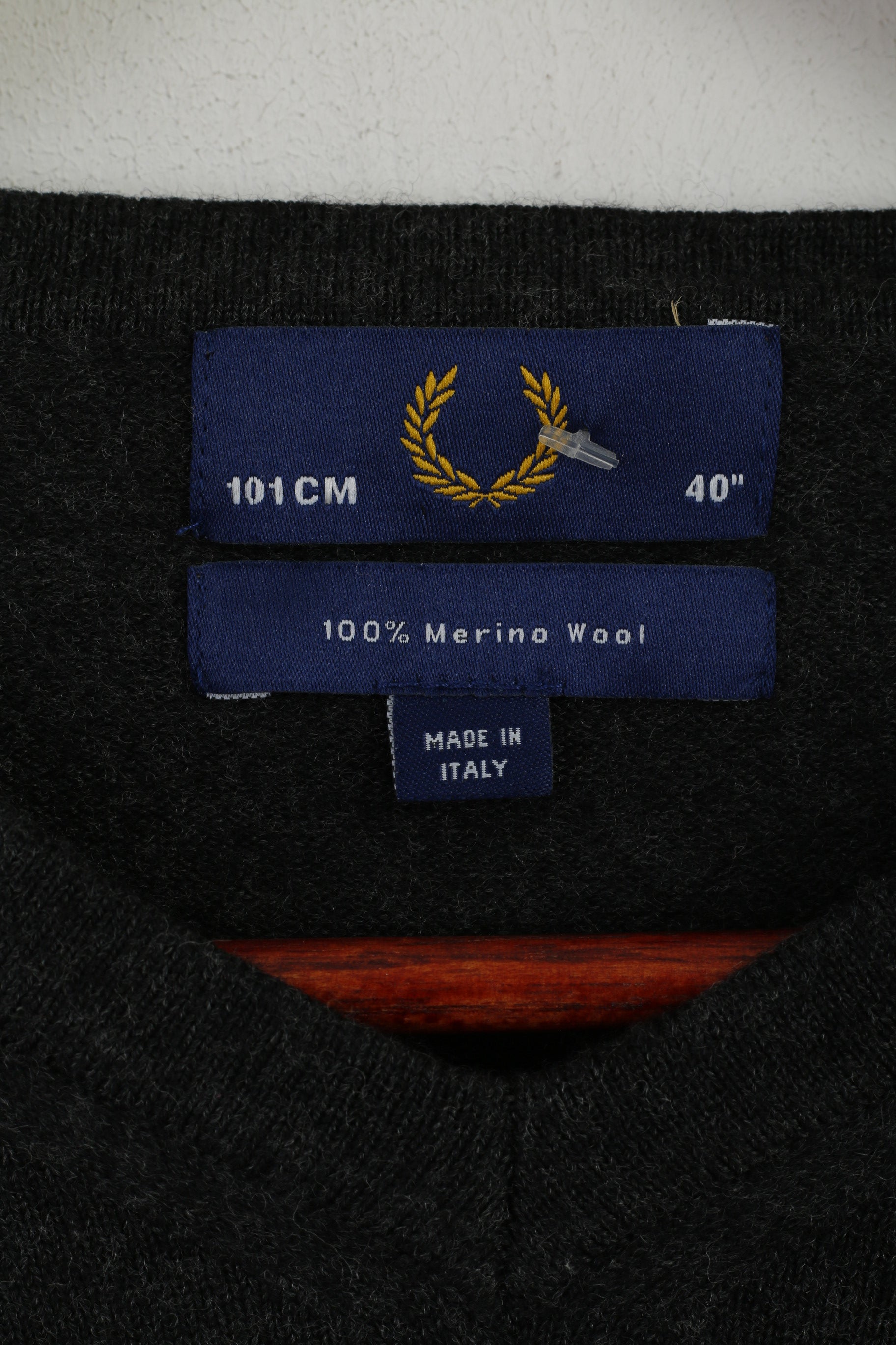 Fred Perry Boys 101cm 40" 12 Age Jumper Grey Merino Wool Classic Sweater