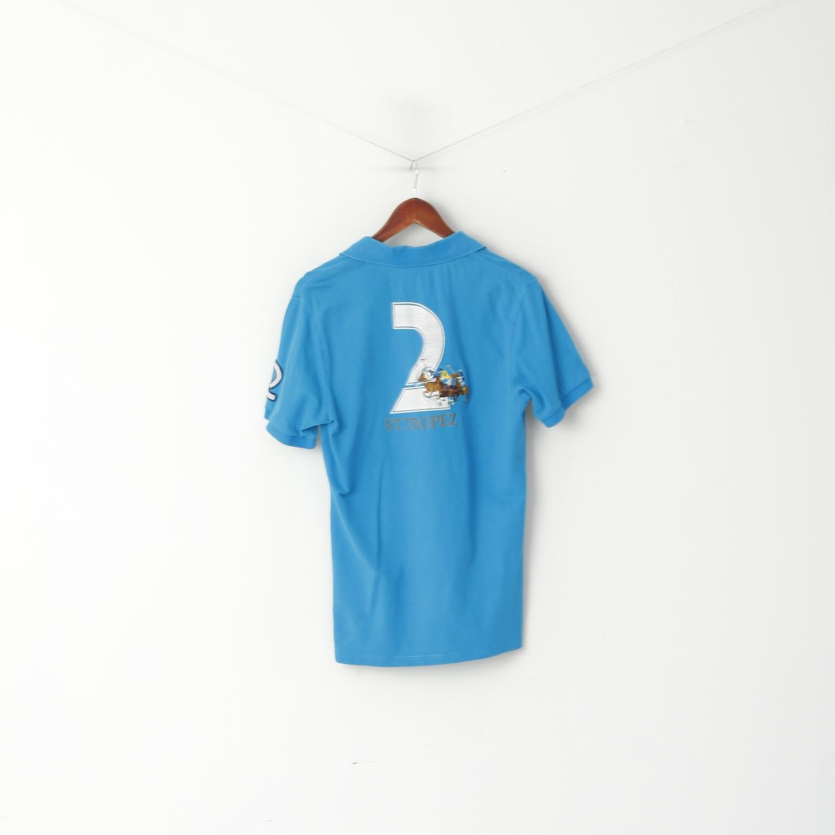 Gx3 Jeans Uomo L (M) Polo Turchese Cotone French Team Best Horse Tour St.Tropez #2 Top