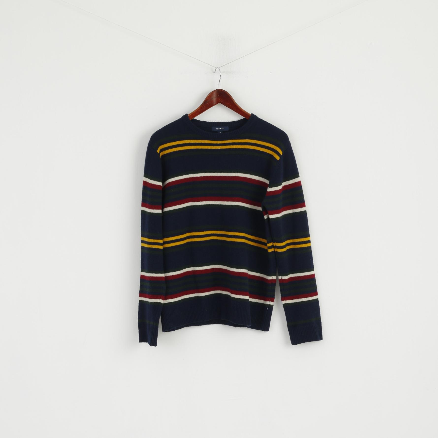 Gant Femmes M Jumper Marine Rayé Laine Ras Du Cou Pull Classique