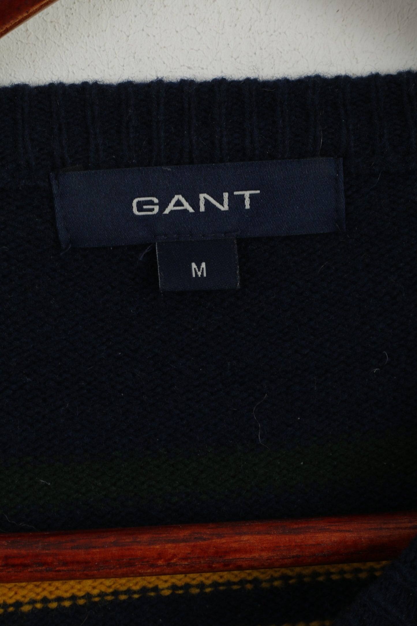 Gant Women M Jumper Maglione classico girocollo in lana a righe blu scuro